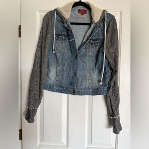 Lucky Brand Blue and Gray Jean Jacket with Hood